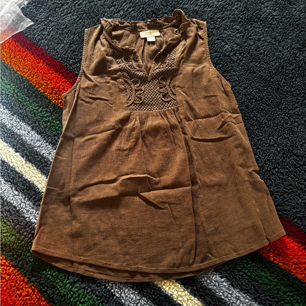 LOFT Brown Sleeveless Blouse